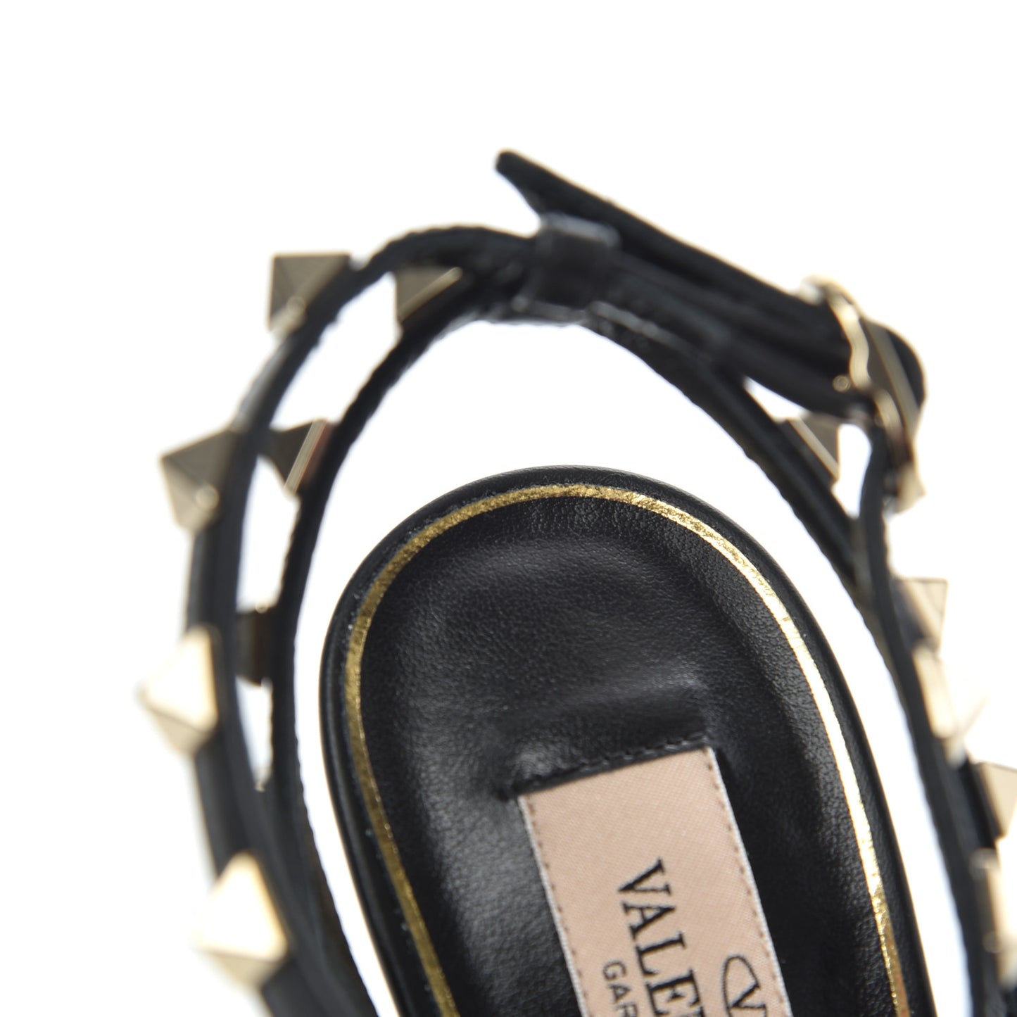 Calfskin Nappa Boudoir Rockstud Ankle Strap 100mm Pumps 36.5 Rose Cannelle Black
