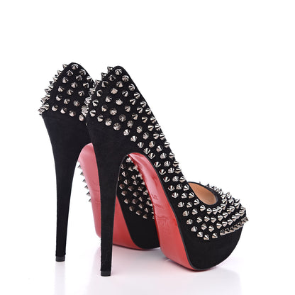 Christian Louboutin Veau Velours Lady Peep Spikes 150 Pumps 37.5 Black 4 of 8