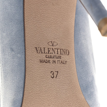 Valentino Garavani Velvet PVC Dollybow Pumps 37 Light Blue 7 of 9