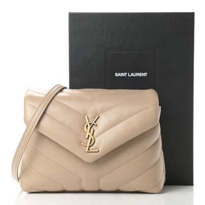 Saint Laurent Calfskin Y Quilted Monogram Toy Loulou Crossbody Bag Dark Beige 11 of 11