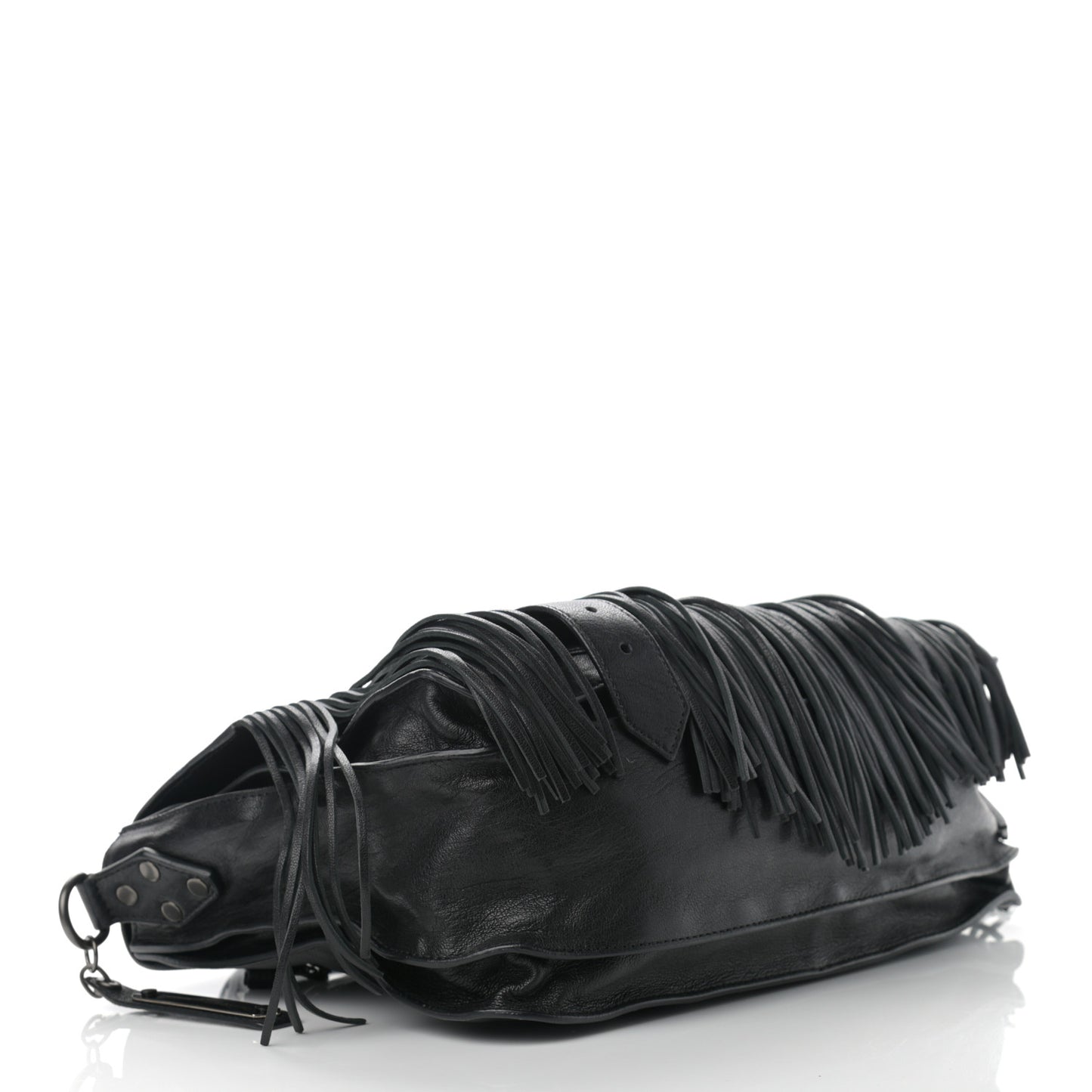 Lambskin Tiny Fringe Lux PS1 Satchel Black
