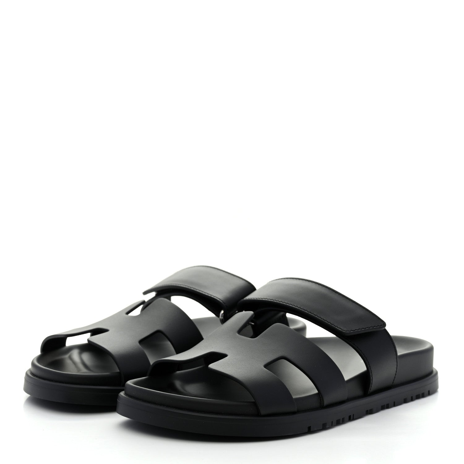 Hermes Calfskin Womens Chypre Sandals 36.5 Black 3 of 9