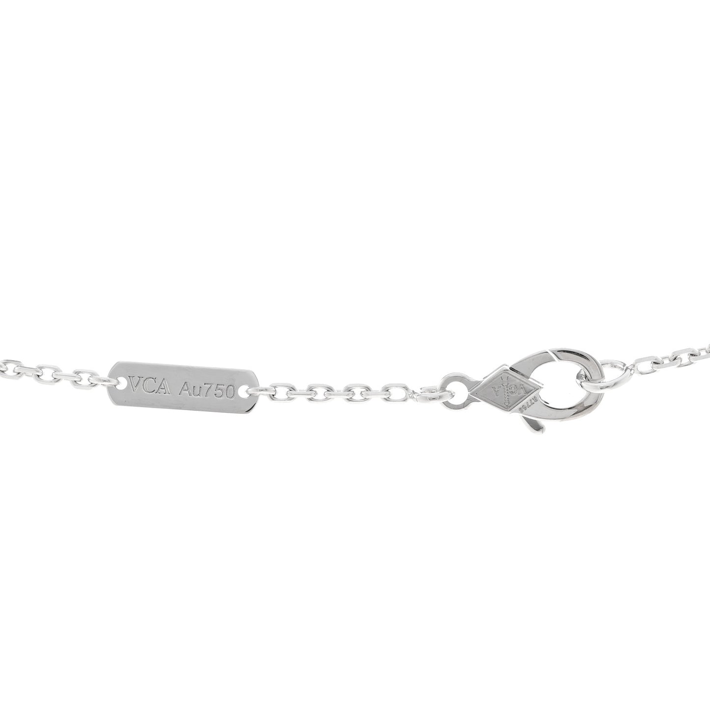 18K White Gold Mother of Pearl Vintage Alhambra Pendant Necklace