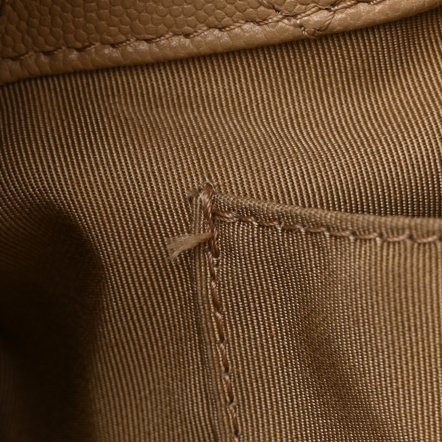 Caviar Quilted Rolled Up Bucket Drawstring Bag Beige