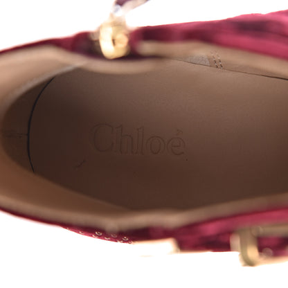 Chloe Velvet Studded Susanna Ankle Boots 36.5 Bordeaux 7 of 7