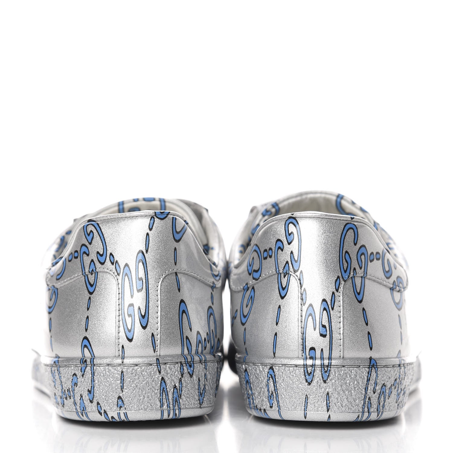 Gucci Miro Rubber Wax GucciGhost Print Mens New Ace Sneakers 9 Silver 6 of 9