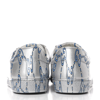 Gucci Miro Rubber Wax GucciGhost Print Mens New Ace Sneakers 9 Silver 6 of 9