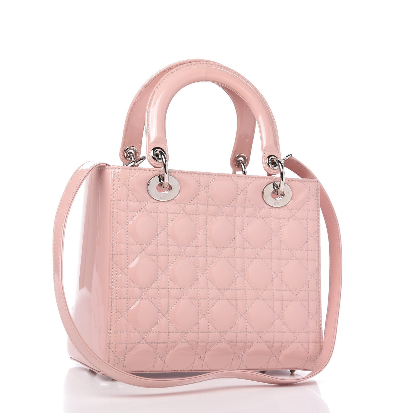 Patent Cannage Medium Lady Dior Rose Clair