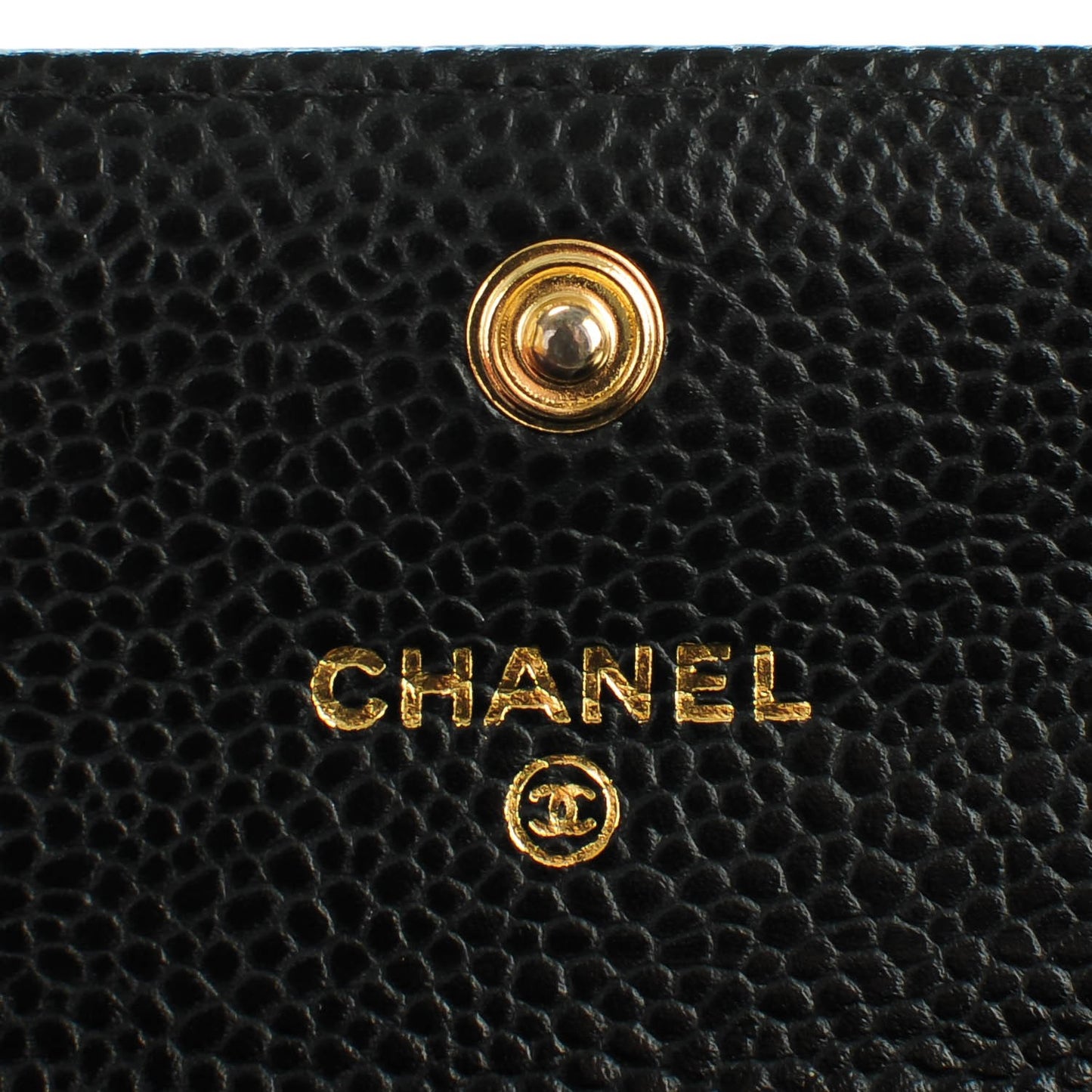 Caviar Quilted Flap Card Holder Black