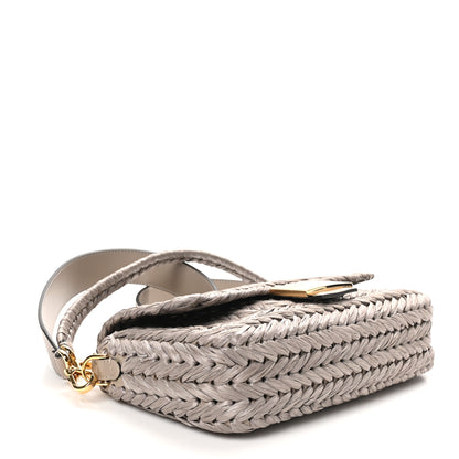 Fendi Paglia Vitello Grace FF Woven Baguette Tortora 4 of 9