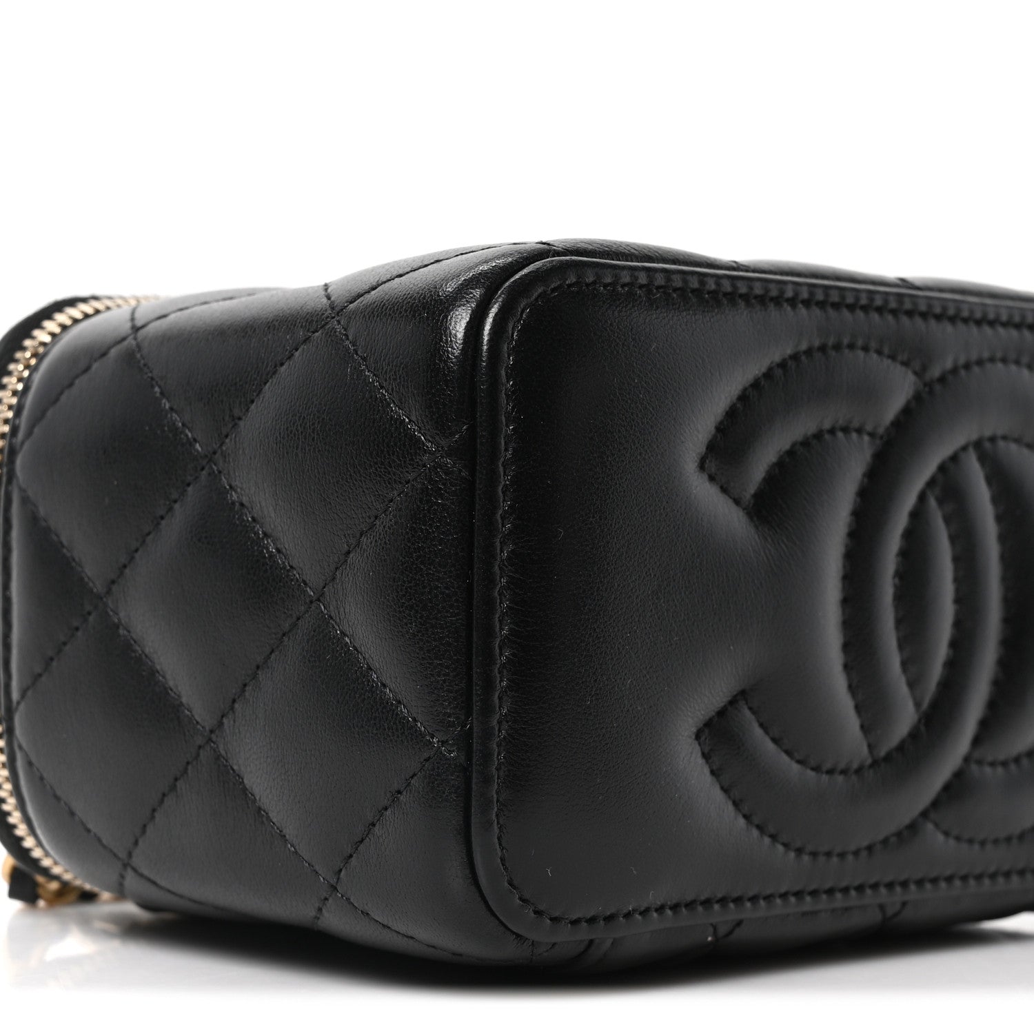 Chanel Lambskin Quilted Pearl Crush Small Vanity Case With Chain Black 9 of 11