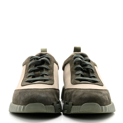 Hermes Technical Jersey Goatskin Suede Goatskin Bouncing Sneakers 39 Vert Toundra Vert Foret 2 of 9