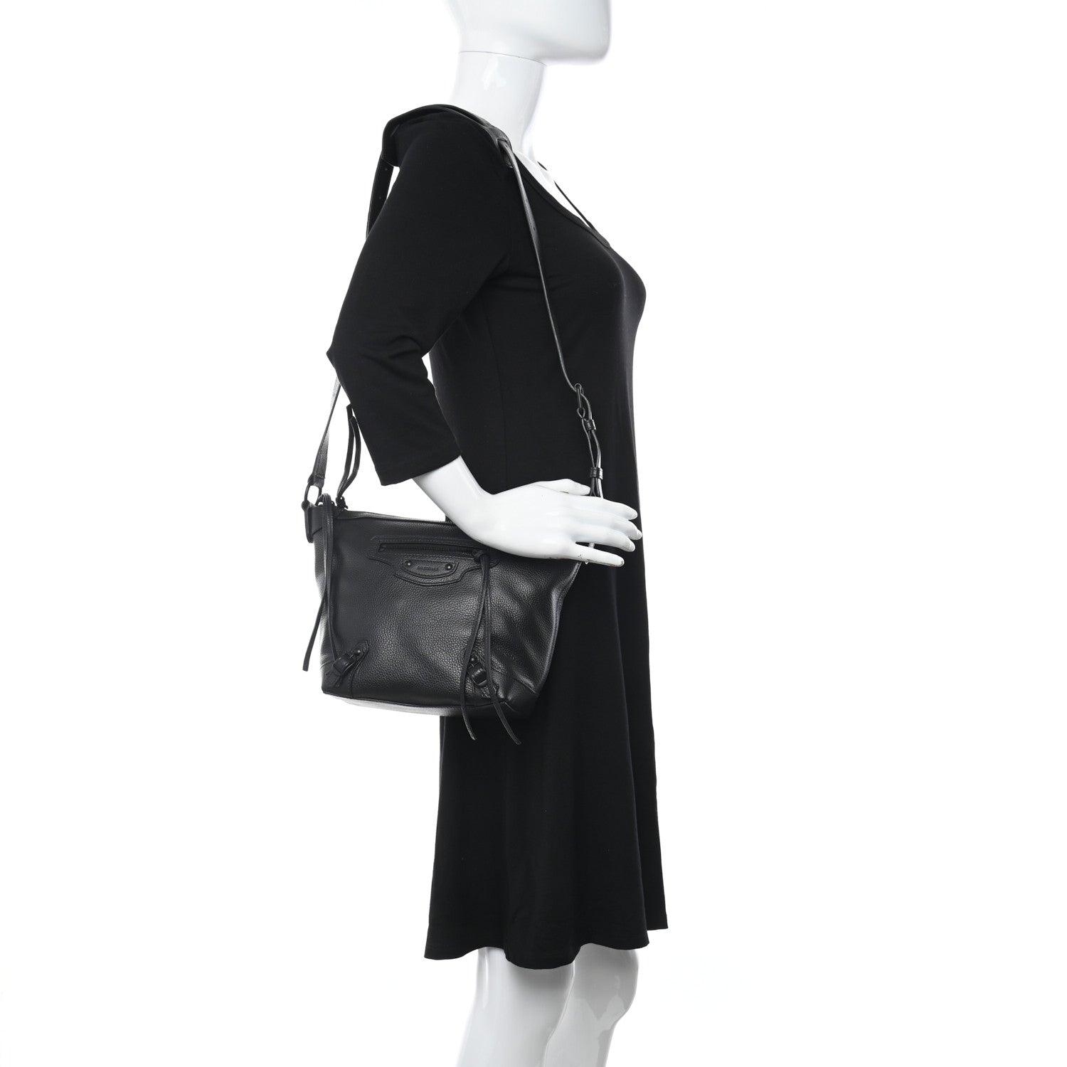 Balenciaga Grained Calfskin Black Hardware Small Neo Classic Hobo Black 2 of 8