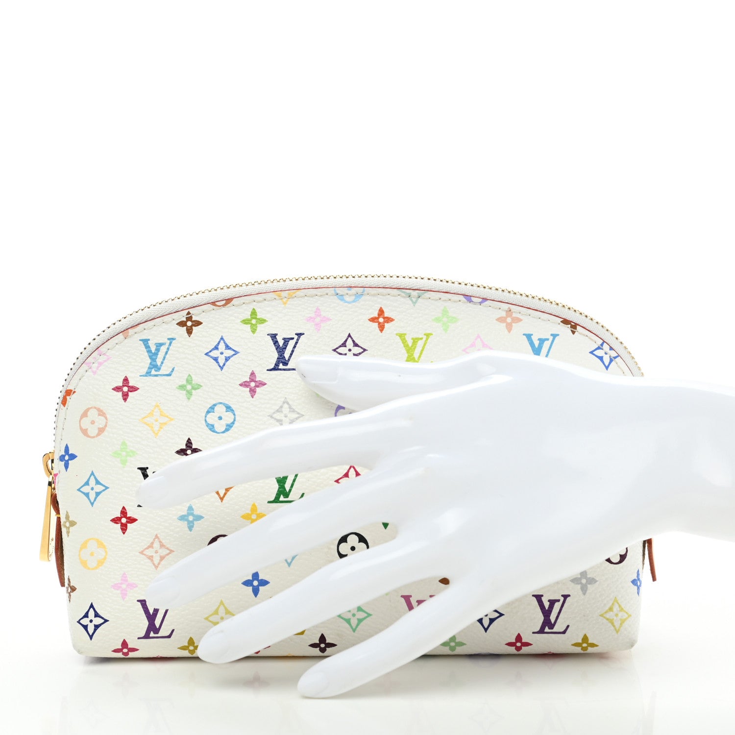 Louis Vuitton Monogram Multicolor Cosmetic Pouch White Litchi 2 of 6