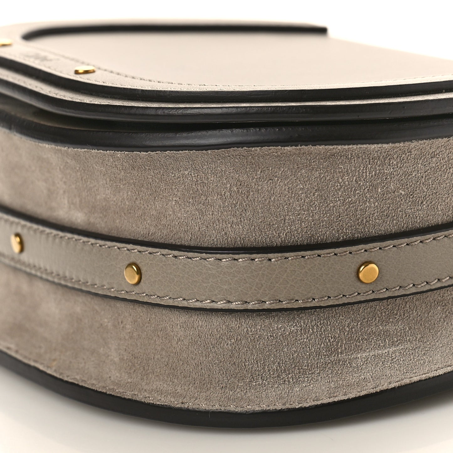 Calfskin Suede Small Nile Bracelet Bag Motty Grey