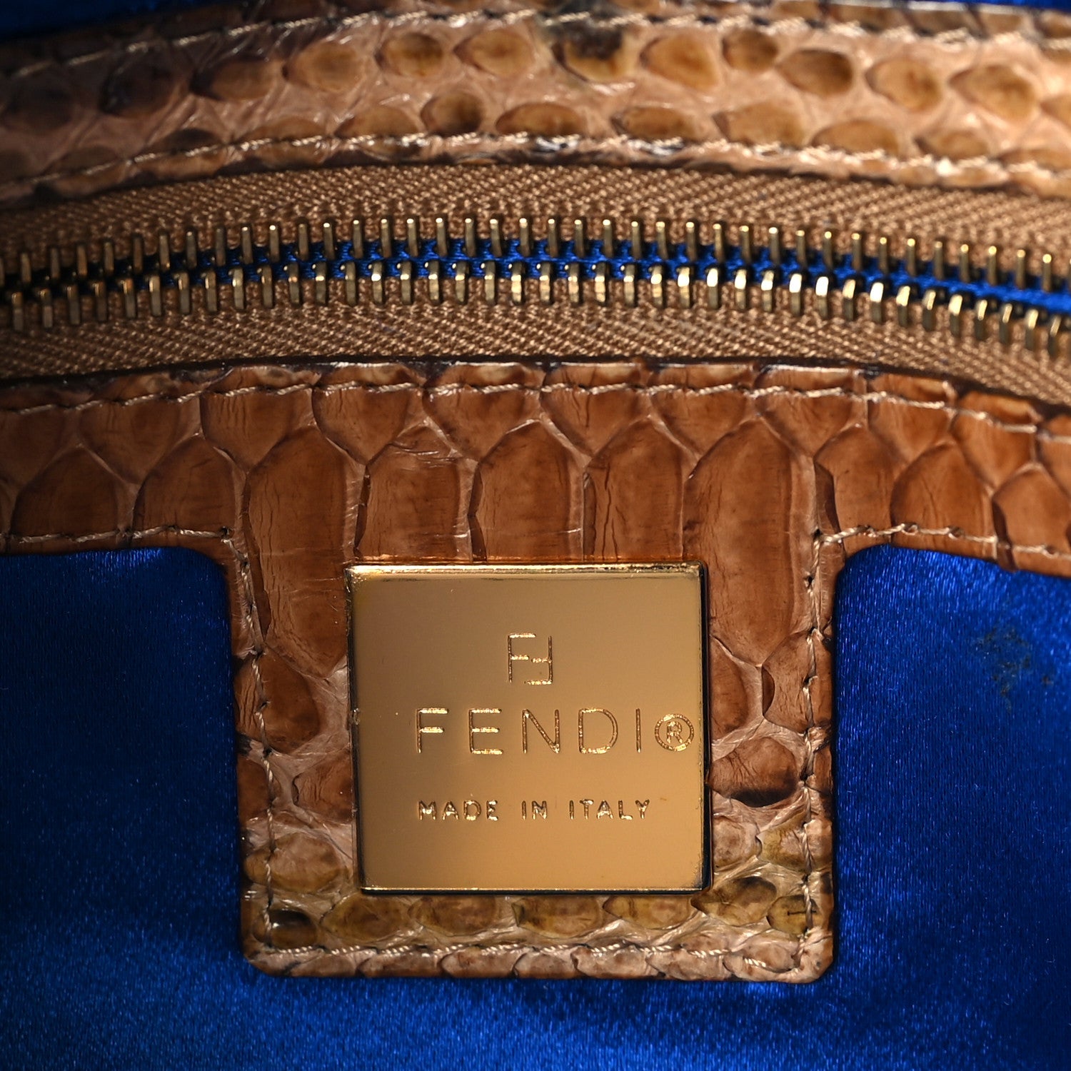 Fendi Suede Embroidered Snakeskin Baguette Blue Multicolor 6 of 8