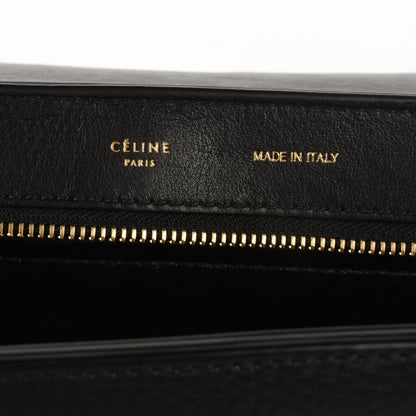 Celine Crocodile Embossed Calfskin Suede Medium Trapeze Black 9 of 10
