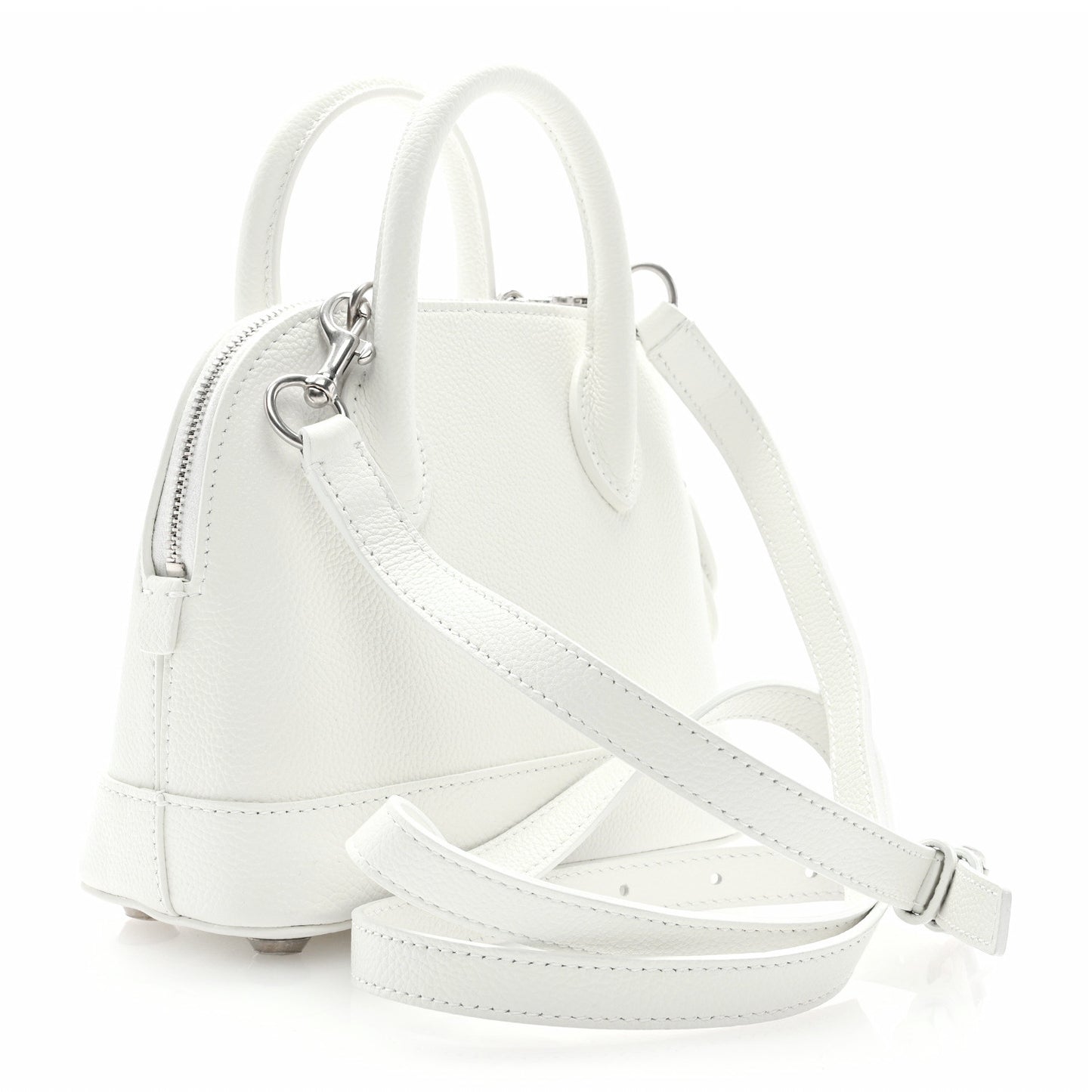 Grained Calfskin XXS Ville Top Handle Bag White Black