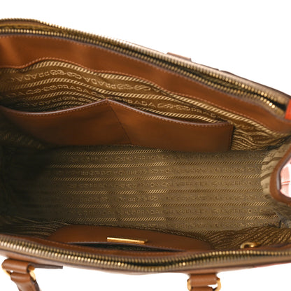 Prada Saffiano Lux Colorblock Medium Galleria Double Zip Tote Caramel Papaya 5 of 12