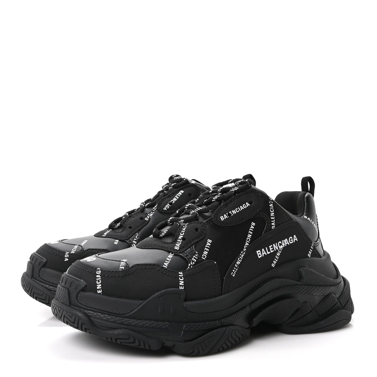 Technical Fabric Allover Logo Mens Triple S Sneakers 40 Black White