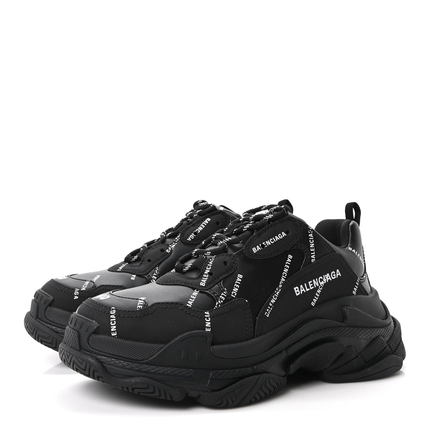 Balenciaga Technical Fabric Allover Logo Mens Triple S Sneakers 40 Black White 4 of 10