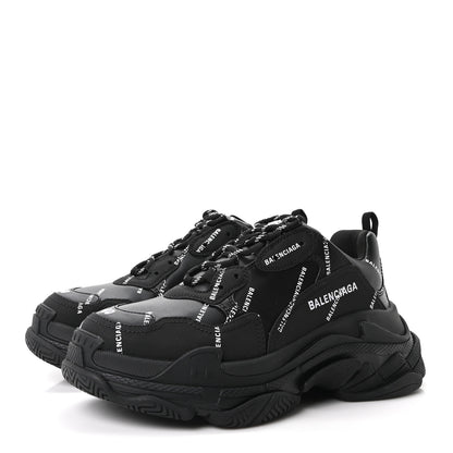 Balenciaga Technical Fabric Allover Logo Mens Triple S Sneakers 40 Black White 4 of 10