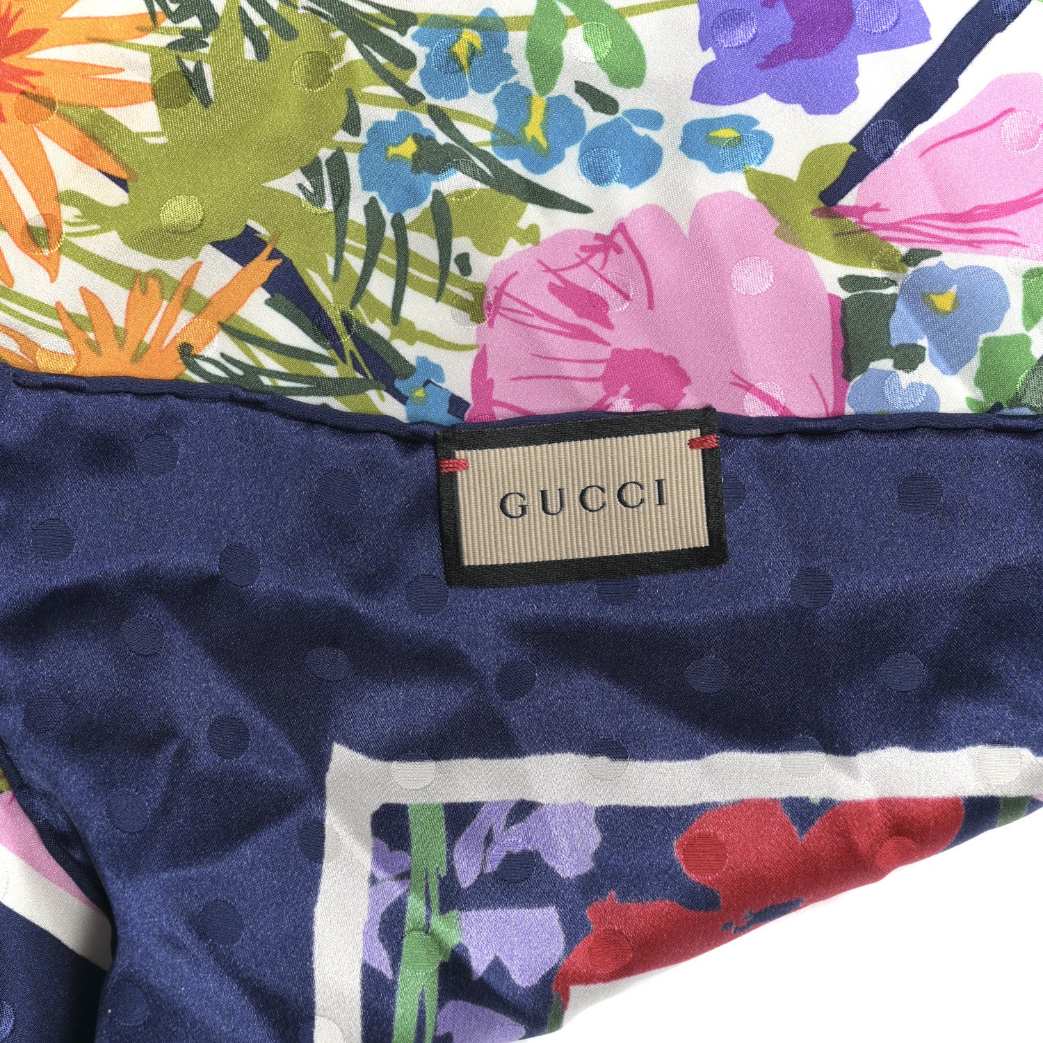 Gucci Silk Giardino Floral Polka Dot Square Scarf Multicolor 3 of 4