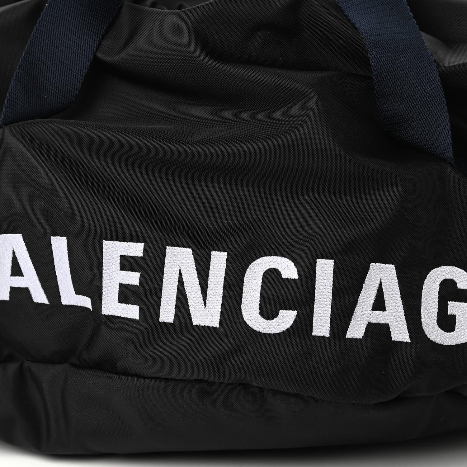 Balenciaga Textured Sport Nylon Logo Embroidered S Wheel Gym Bag Black Bleu Navy 10 of 10