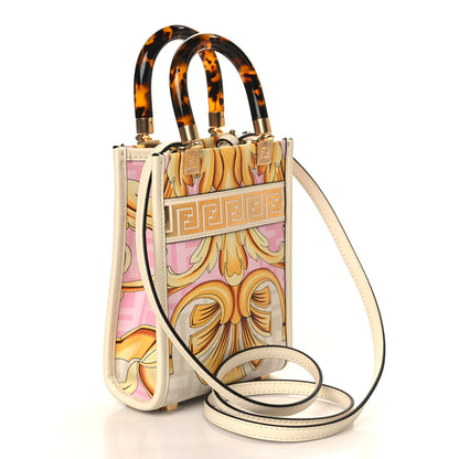 Fendi X VERSACE Calfskin Plexiglass Fendace FF Baroque Mini Fendi Sunshine Shopper Tote Gold Rosa White Ice Ciad 3 of 10