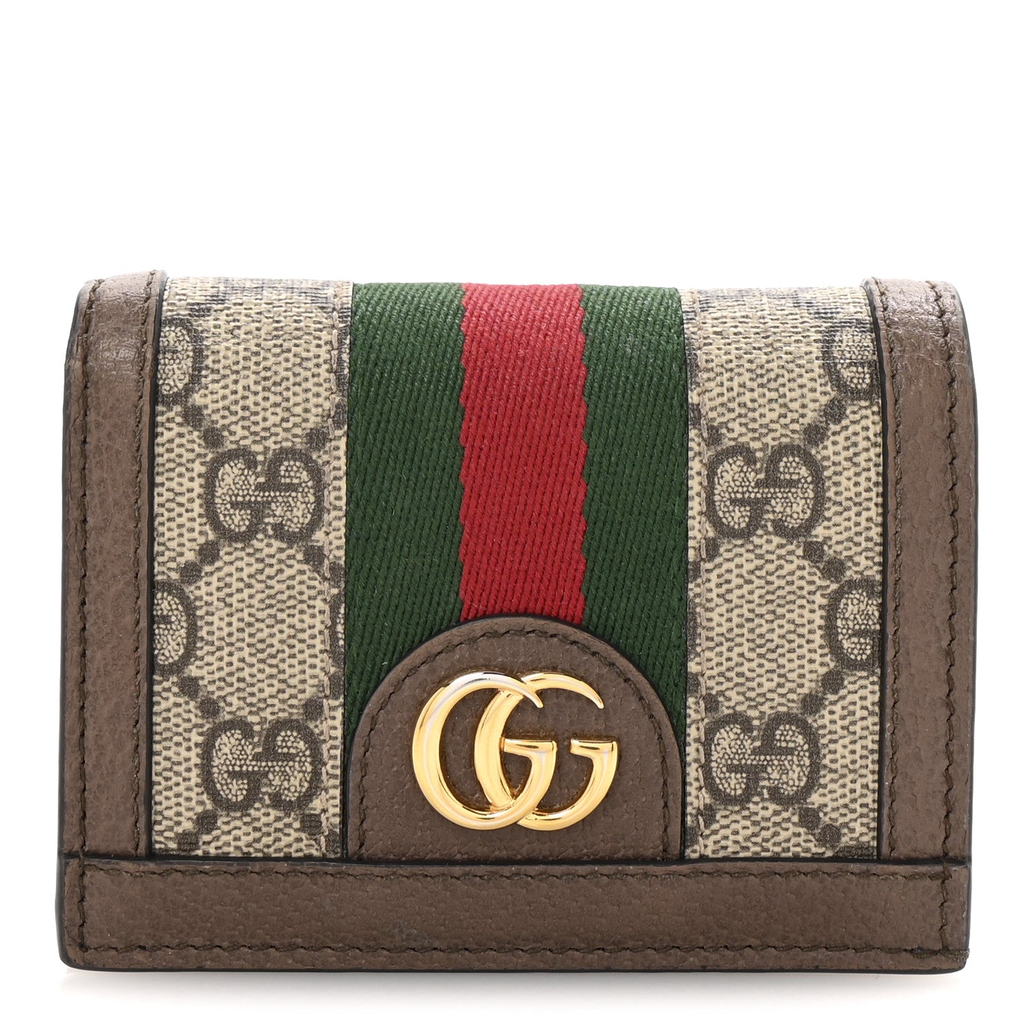 Gucci GG Supreme Monogram Web Ophidia Card Case Beige New Acero 1 of 16