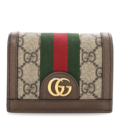 Gucci GG Supreme Monogram Web Ophidia Card Case Beige New Acero 1 of 16