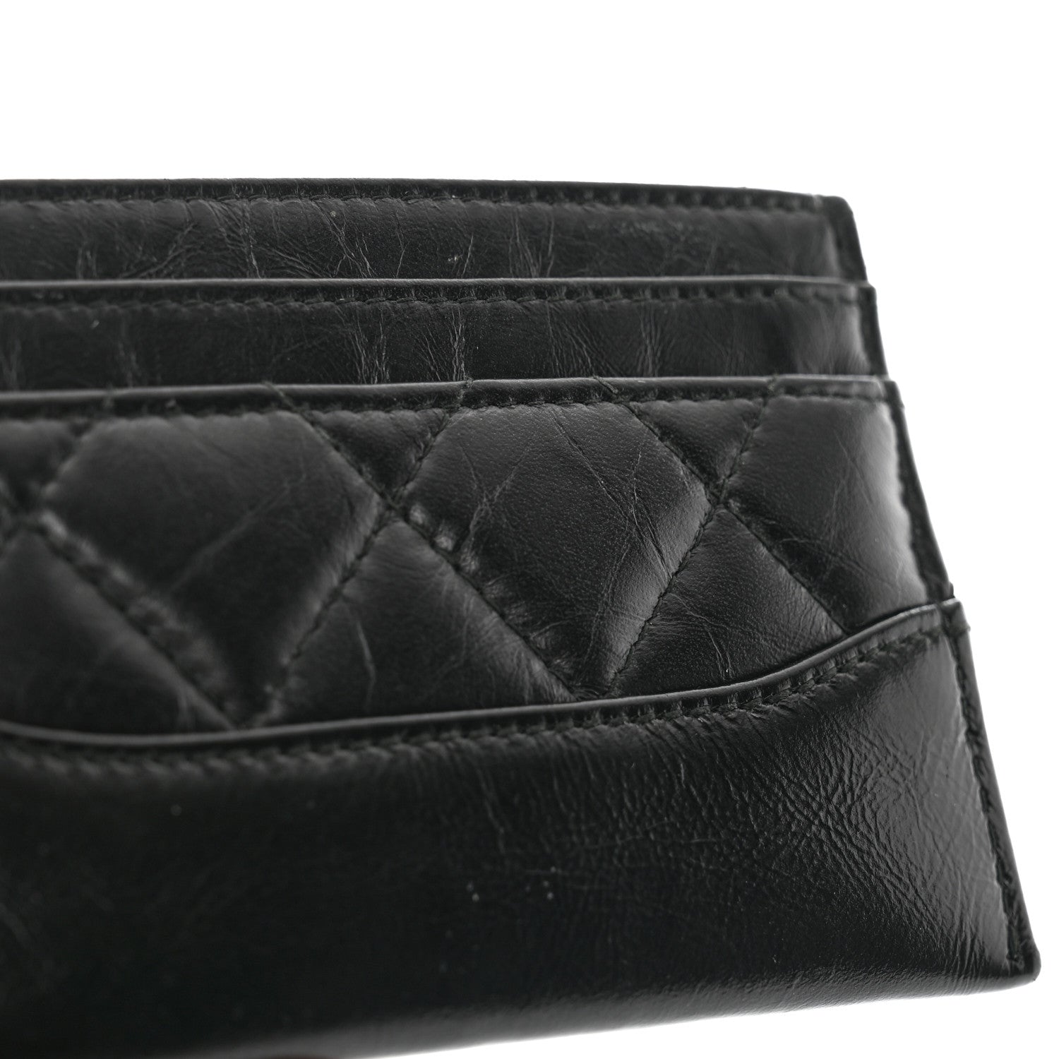 Chanel Aged Calfskin Quilted Gabrielle Card Holder Black 10 of 10