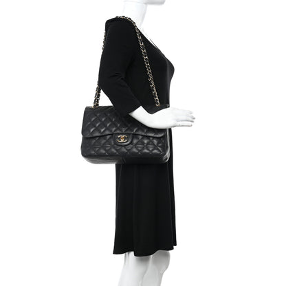 Chanel Caviar Quilted Jumbo Double Flap Black 2 of 15