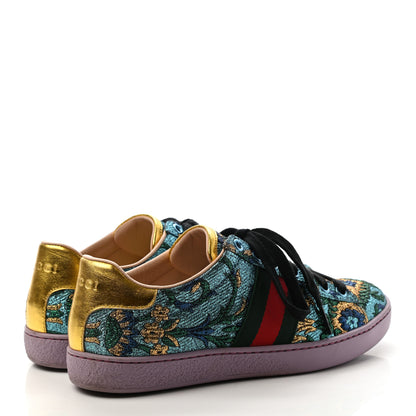 Gucci Jacquard Web Embroidered Womens New Ace Sneakers 36 Azure Multicolor Oro Vecchio 4 of 12