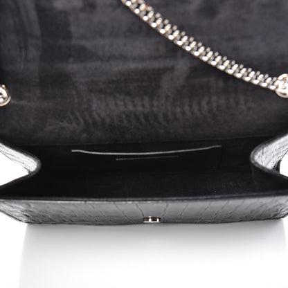 Saint Laurent Calfskin Crocodile Embossed Medium Classic Monogram Kate Tassel Satchel Black 5 of 8