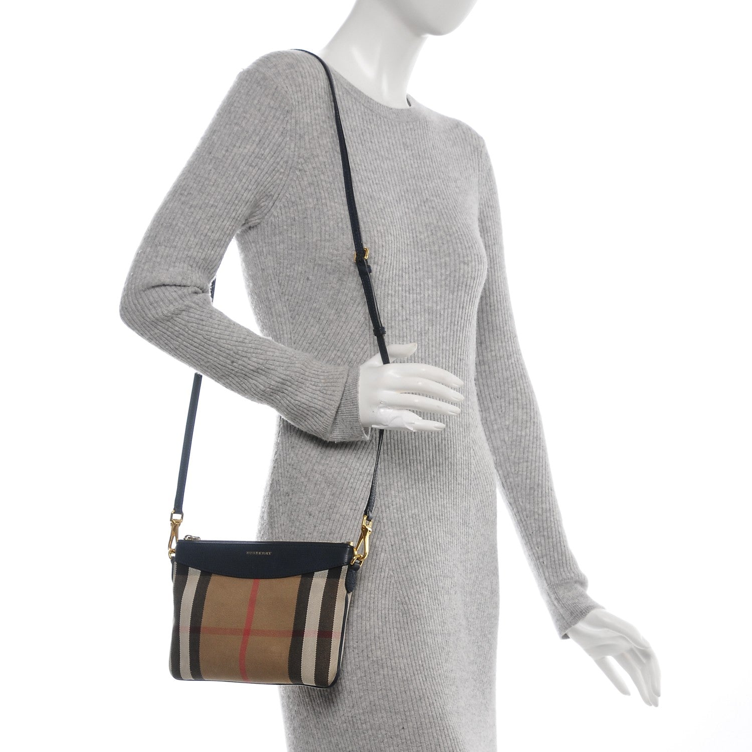 Burberry House Check Derby Peyton Crossbody Clutch Bag Navy 2 of 7