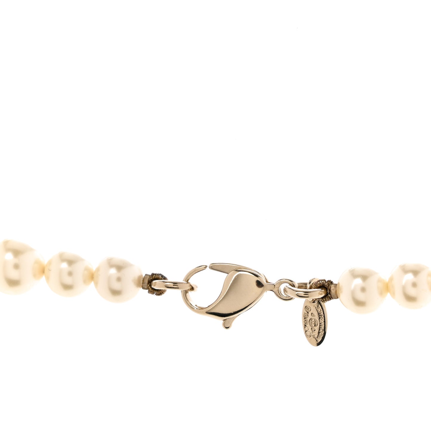 Pearl Crystal CC Long Necklace Gold