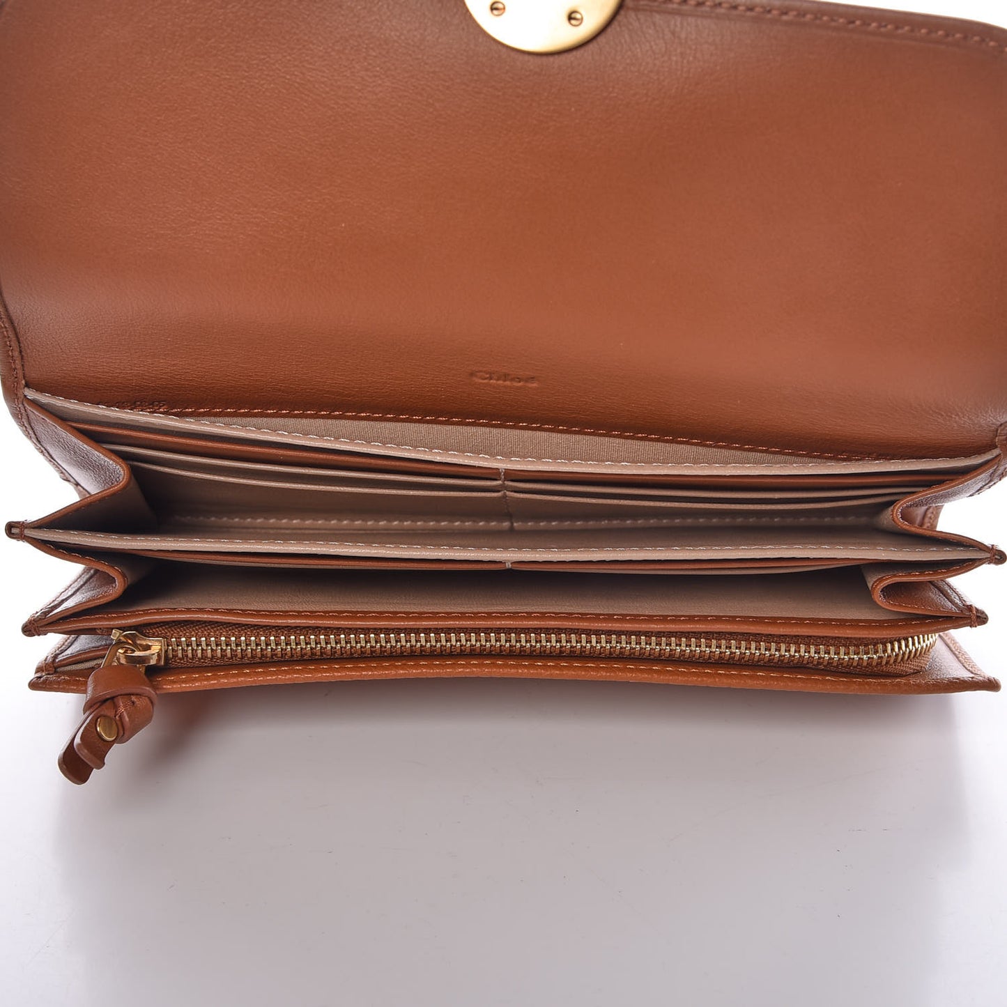 Grained Smooth Calfskin Small Indy Long Wallet Caramel