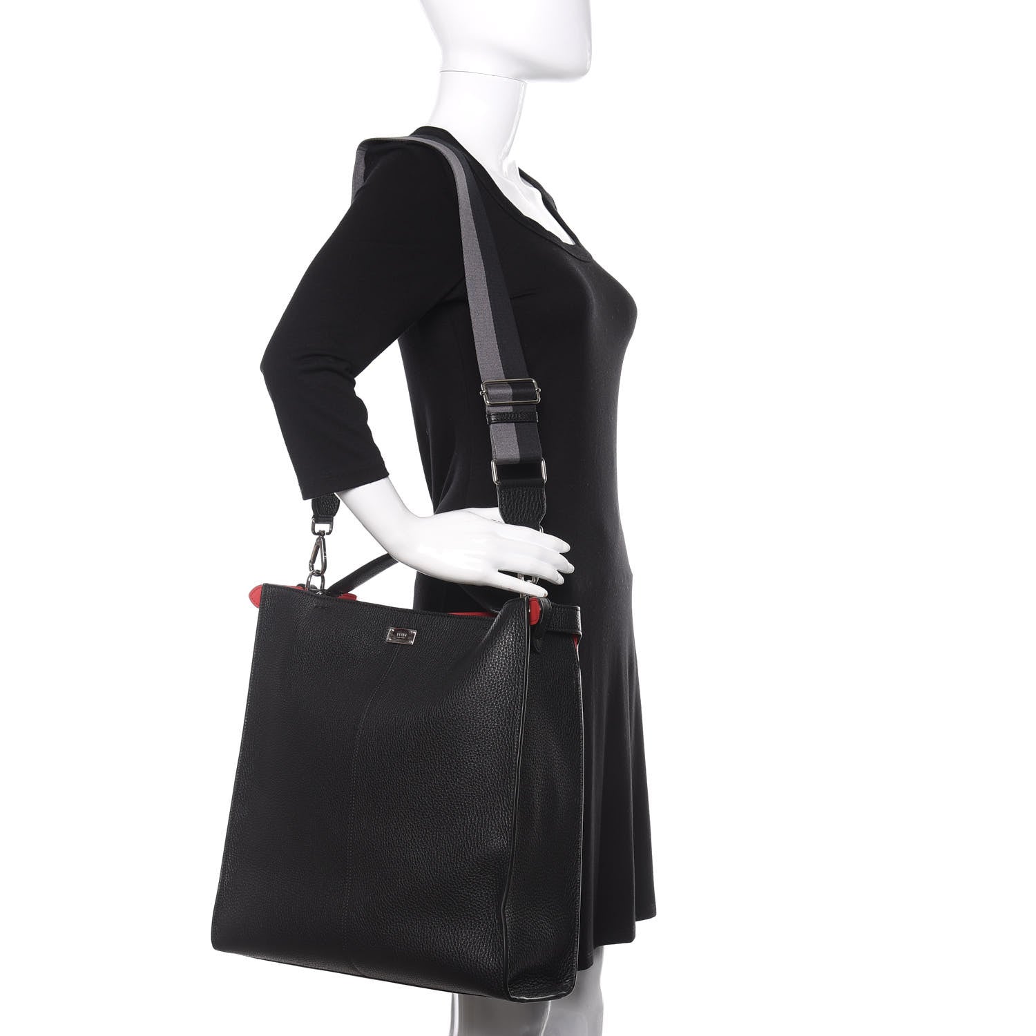 Fendi Cuoio Romano Fabric Marlon Vitello Century Peekaboo X-Lite Fit Black Rosso White Ice 2 of 11