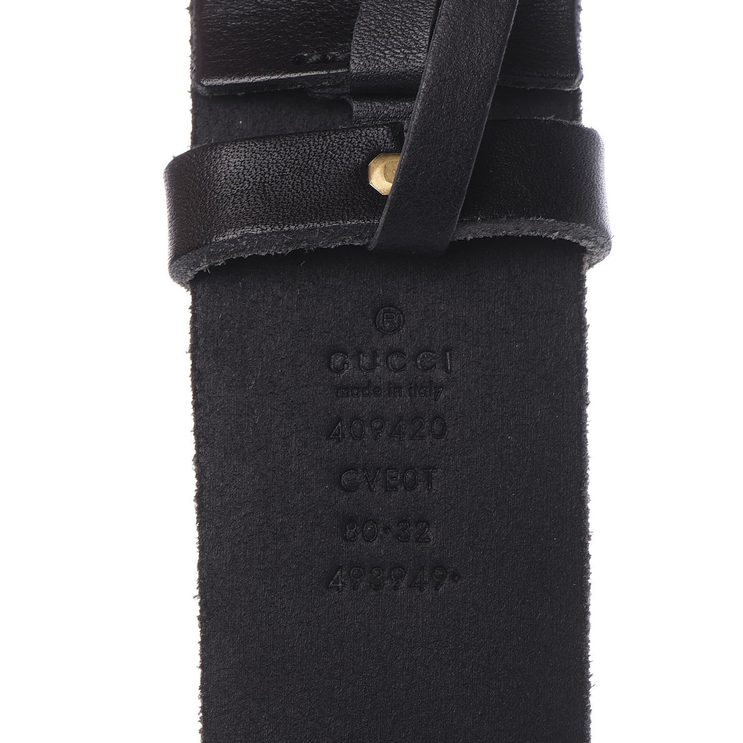 Gucci Calfskin Brass Feline Buckle Belt 80 32 Black 4 of 7