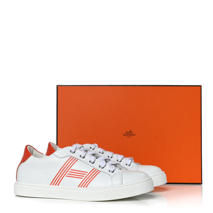 Hermes Calfskin Womens Advantage Sneakers 36.5 White Orange 11 of 11