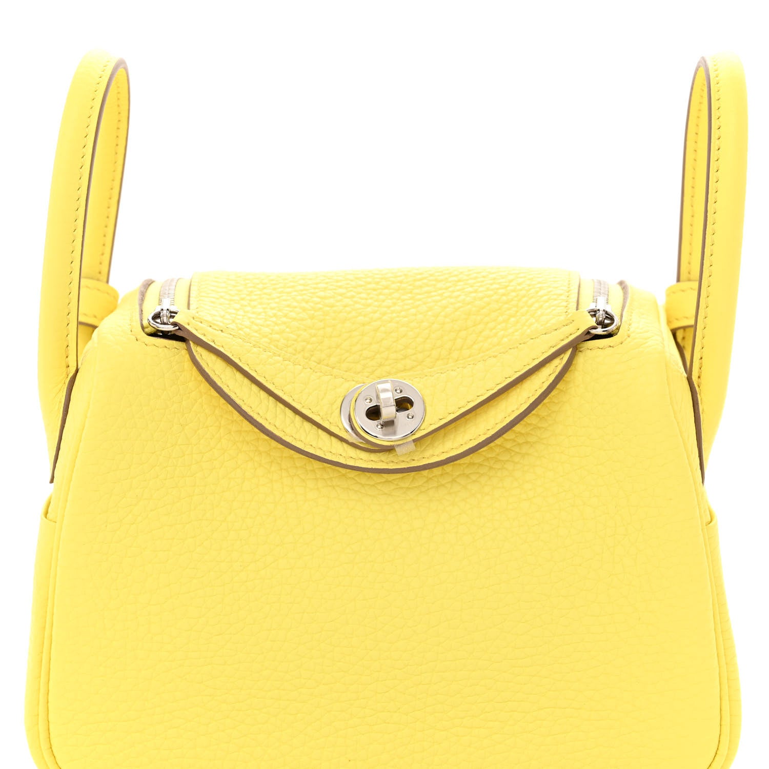 Hermes Taurillon Clemence Mini Lindy 20 Lime 8 of 11