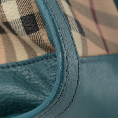 Burberry Haymarket Check Grainy Calfskin Pilgrim Satchel Blue 16 of 16