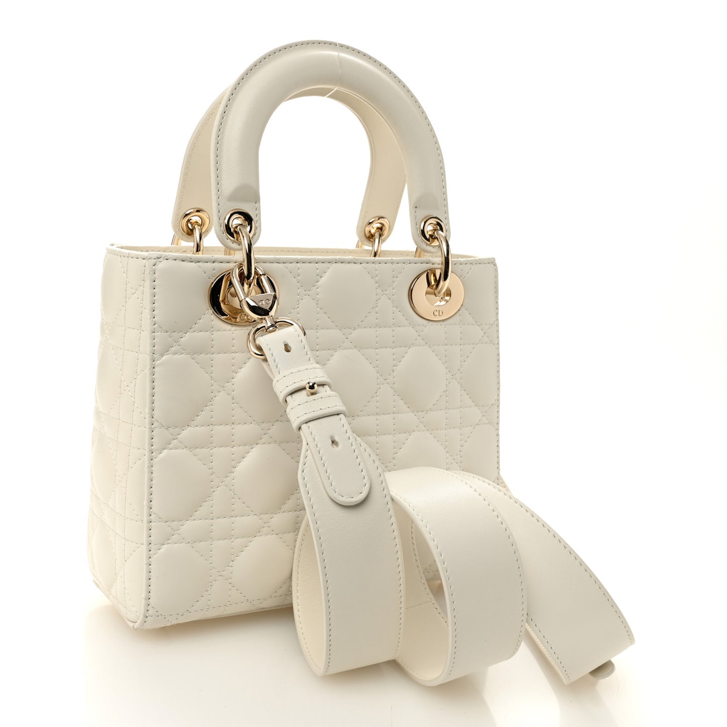 Lambskin Cannage Small My ABCDior Lady Dior White