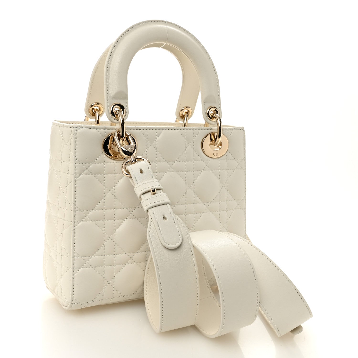 Christian Dior Lambskin Cannage Small My ABCDior Lady Dior White 3 of 9