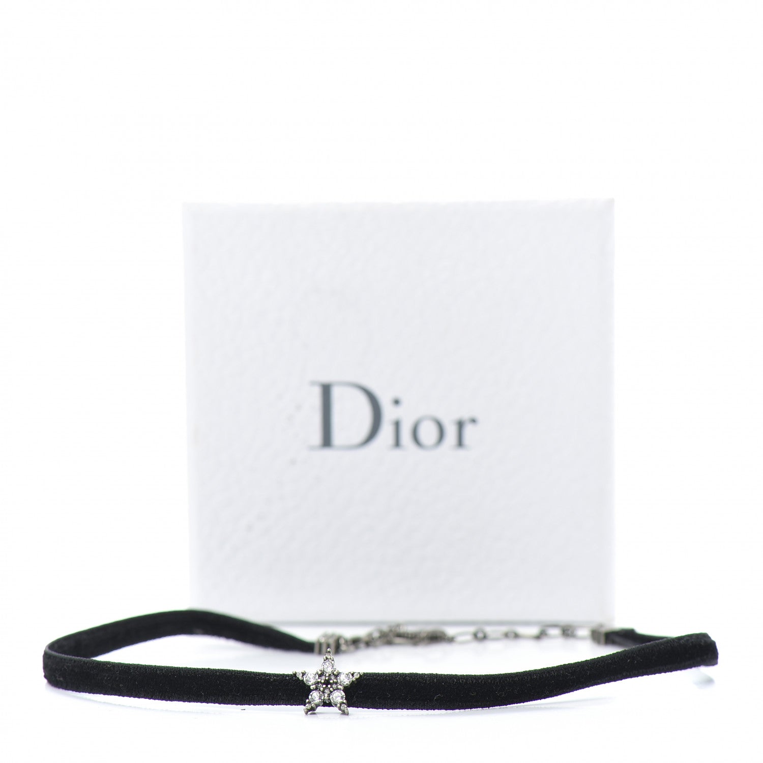 Christian Dior Velvet Crystal Star Choker Necklace Black 4 of 4