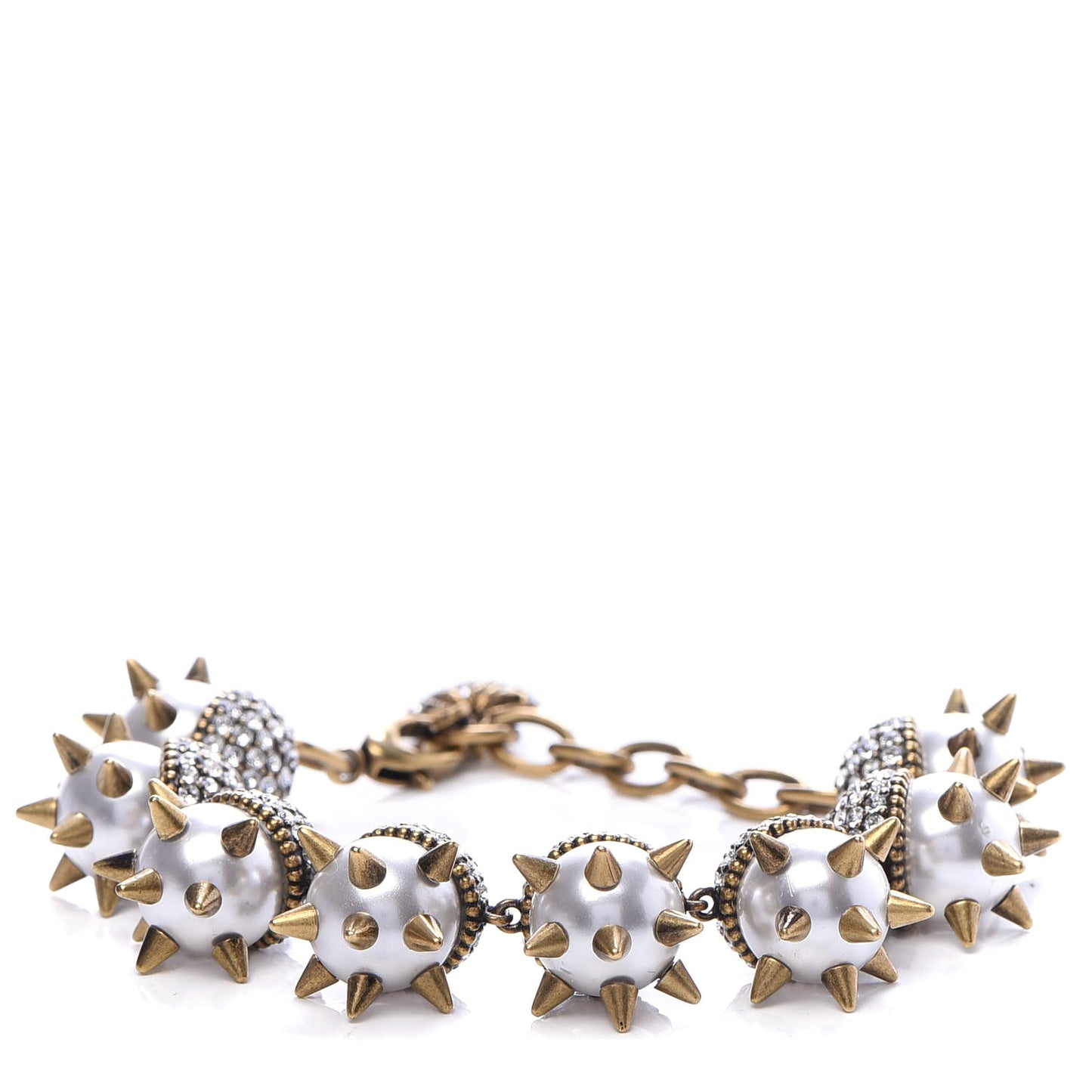 Embellished Strass Spikes Bracelet Gold Cream