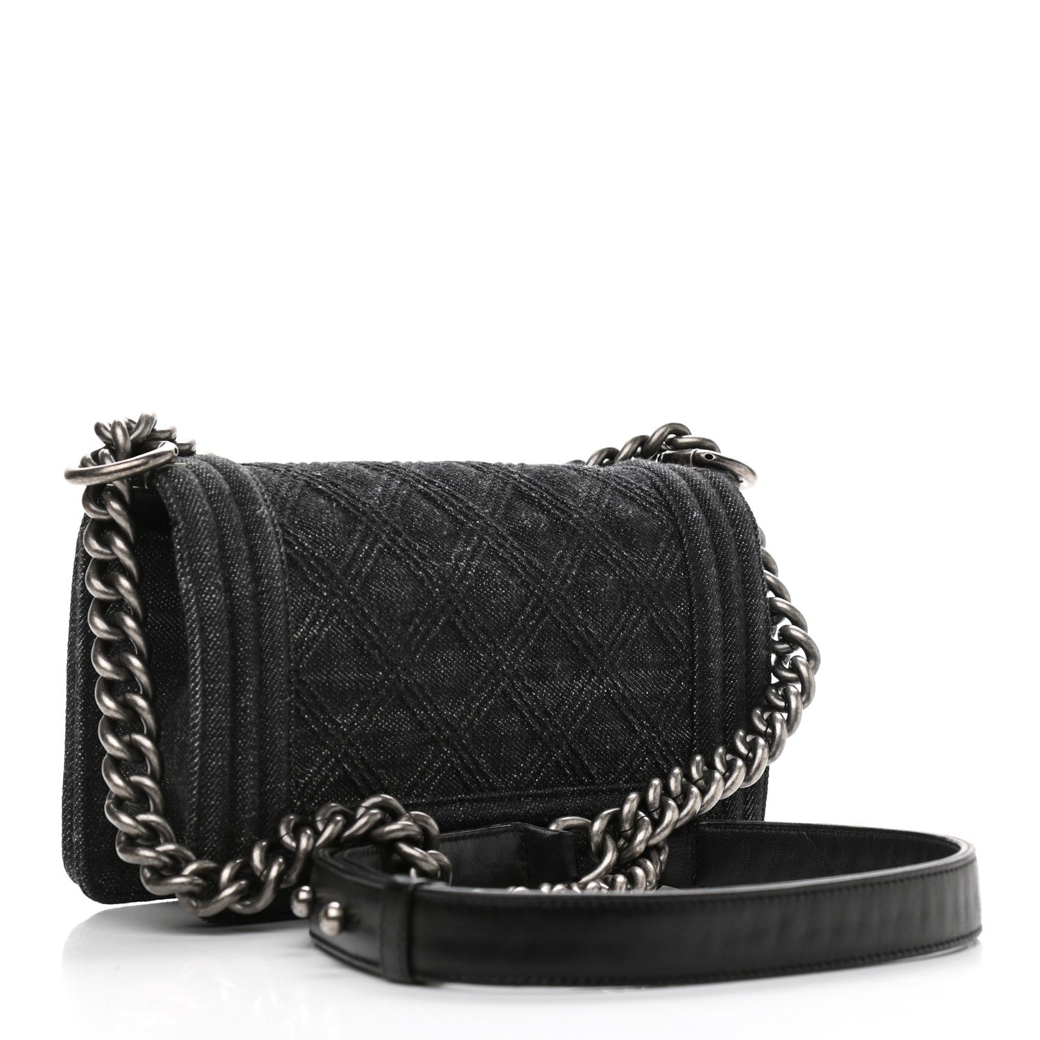 Chanel Denim Quilted Small Boy Flap Black 3 of 10