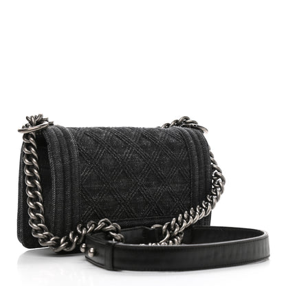 Chanel Denim Quilted Small Boy Flap Black 3 of 10