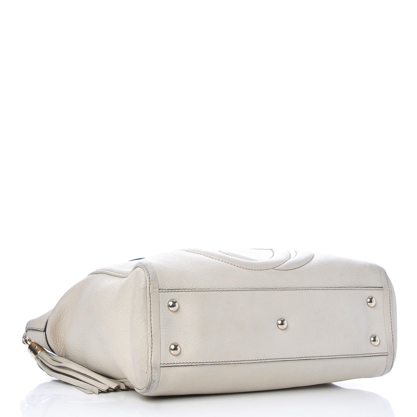 Pebbled Calfskin Small Soho Top Handle Bag Off White